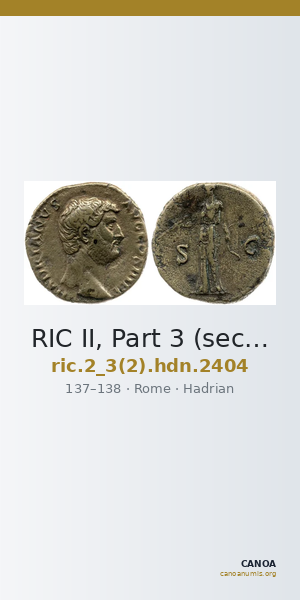 RIC II, Part 3 (second edition) Hadrian 2404 — CANOA