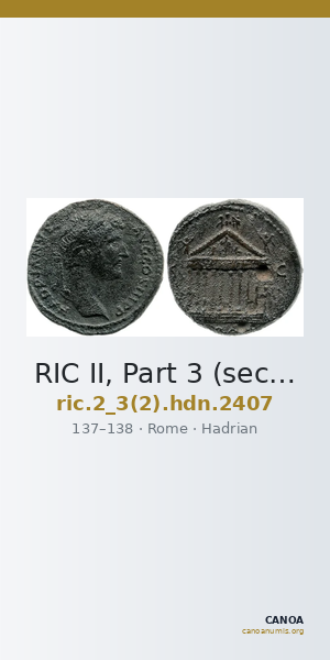 RIC II, Part 3 (second edition) Hadrian 2407 — CANOA
