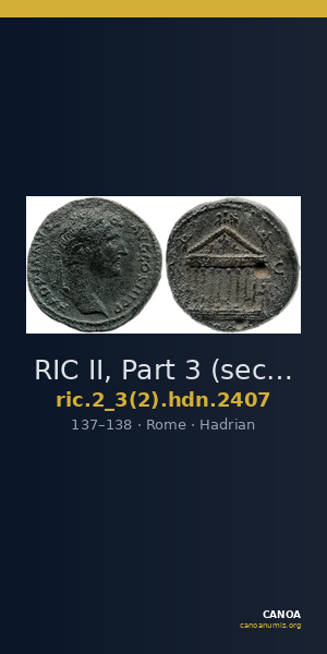 RIC II, Part 3 (second edition) Hadrian 2407 — CANOA