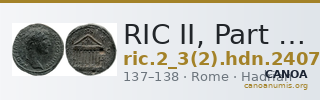 RIC II, Part 3 (second edition) Hadrian 2407 — CANOA
