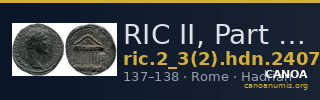 RIC II, Part 3 (second edition) Hadrian 2407 — CANOA