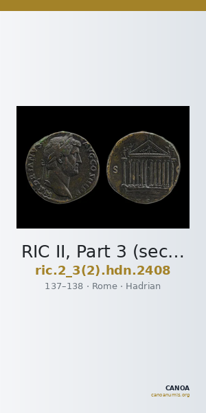 RIC II, Part 3 (second edition) Hadrian 2408 — CANOA