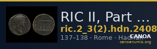 RIC II, Part 3 (second edition) Hadrian 2408 — CANOA