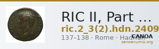 RIC II, Part 3 (second edition) Hadrian 2409 — CANOA