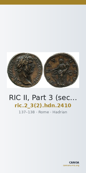 RIC II, Part 3 (second edition) Hadrian 2410 — CANOA