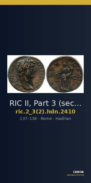 RIC II, Part 3 (second edition) Hadrian 2410 — CANOA