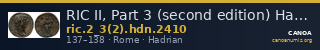 RIC II, Part 3 (second edition) Hadrian 2410 — CANOA