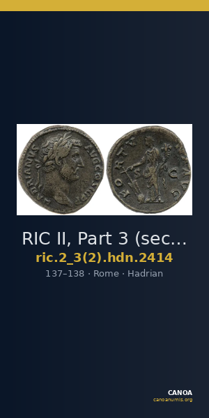 RIC II, Part 3 (second edition) Hadrian 2414 — CANOA