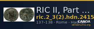 RIC II, Part 3 (second edition) Hadrian 2415 — CANOA