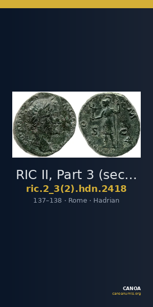 RIC II, Part 3 (second edition) Hadrian 2418 — CANOA
