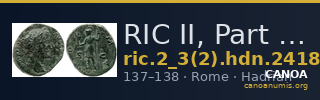 RIC II, Part 3 (second edition) Hadrian 2418 — CANOA