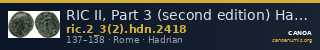 RIC II, Part 3 (second edition) Hadrian 2418 — CANOA