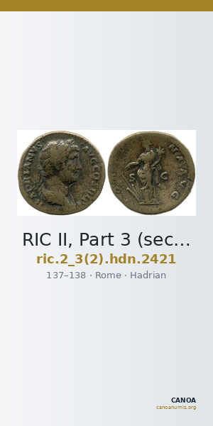 RIC II, Part 3 (second edition) Hadrian 2421 — CANOA