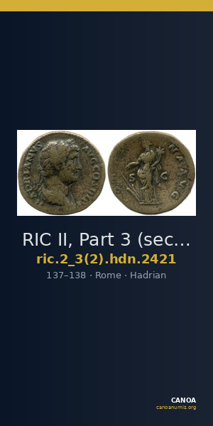 RIC II, Part 3 (second edition) Hadrian 2421 — CANOA