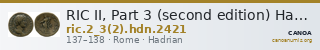 RIC II, Part 3 (second edition) Hadrian 2421 — CANOA