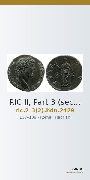 RIC II, Part 3 (second edition) Hadrian 2429 — CANOA