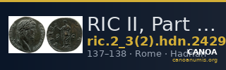 RIC II, Part 3 (second edition) Hadrian 2429 — CANOA