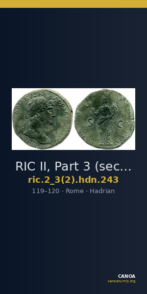 RIC II, Part 3 (second edition) Hadrian 243 — CANOA