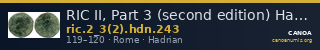 RIC II, Part 3 (second edition) Hadrian 243 — CANOA