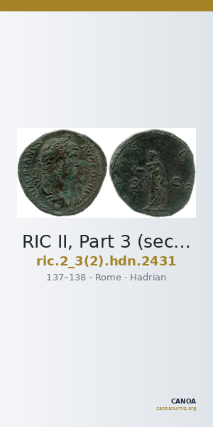 RIC II, Part 3 (second edition) Hadrian 2431 — CANOA