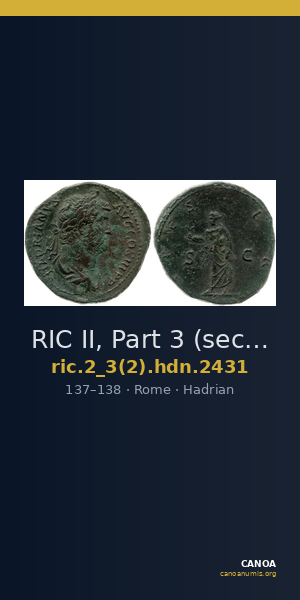 RIC II, Part 3 (second edition) Hadrian 2431 — CANOA