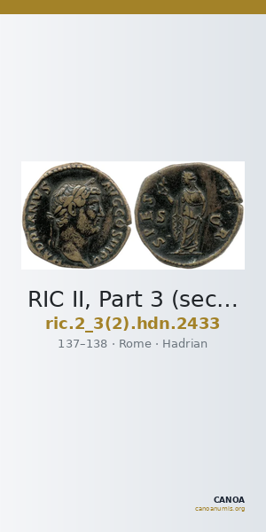 RIC II, Part 3 (second edition) Hadrian 2433 — CANOA