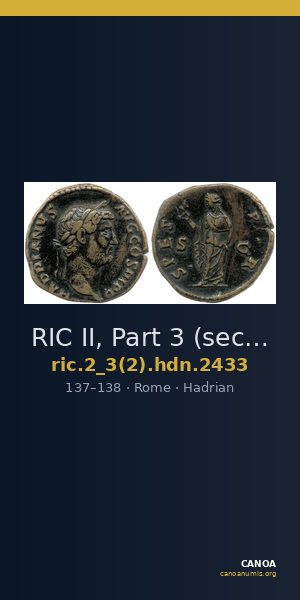 RIC II, Part 3 (second edition) Hadrian 2433 — CANOA