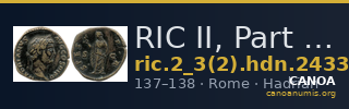 RIC II, Part 3 (second edition) Hadrian 2433 — CANOA