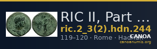 RIC II, Part 3 (second edition) Hadrian 244 — CANOA