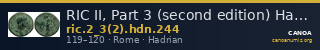 RIC II, Part 3 (second edition) Hadrian 244 — CANOA
