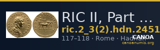 RIC II, Part 3 (second edition) Hadrian 2451 — CANOA