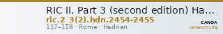RIC II, Part 3 (second edition) Hadrian 2454-2455 — CANOA