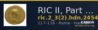 RIC II, Part 3 (second edition) Hadrian 2454 — CANOA