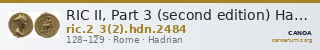 RIC II, Part 3 (second edition) Hadrian 2484 — CANOA