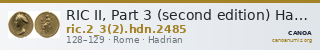 RIC II, Part 3 (second edition) Hadrian 2485 — CANOA