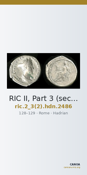 RIC II, Part 3 (second edition) Hadrian 2486 — CANOA