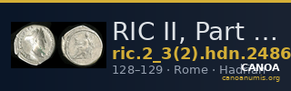 RIC II, Part 3 (second edition) Hadrian 2486 — CANOA