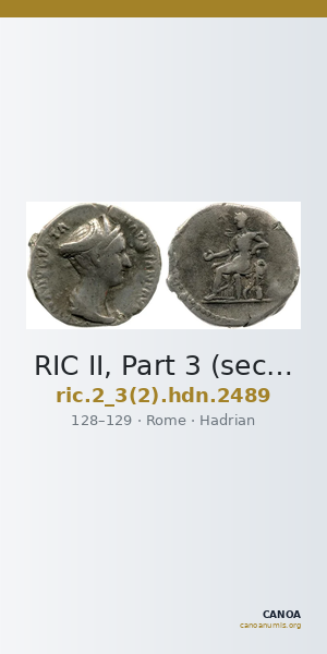 RIC II, Part 3 (second edition) Hadrian 2489 — CANOA