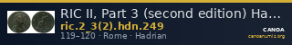 RIC II, Part 3 (second edition) Hadrian 249 — CANOA