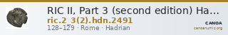 RIC II, Part 3 (second edition) Hadrian 2491 — CANOA