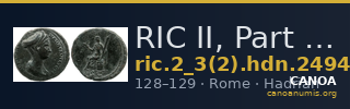 RIC II, Part 3 (second edition) Hadrian 2494 — CANOA