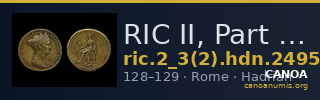 RIC II, Part 3 (second edition) Hadrian 2495 — CANOA