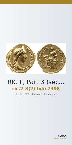 RIC II, Part 3 (second edition) Hadrian 2498 — CANOA