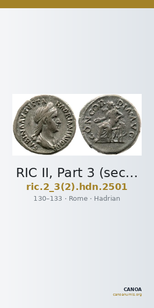 RIC II, Part 3 (second edition) Hadrian 2501 — CANOA