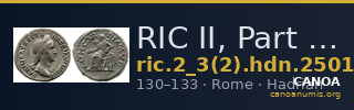 RIC II, Part 3 (second edition) Hadrian 2501 — CANOA