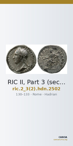 RIC II, Part 3 (second edition) Hadrian 2502 — CANOA