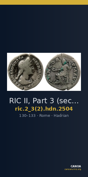 RIC II, Part 3 (second edition) Hadrian 2504 — CANOA