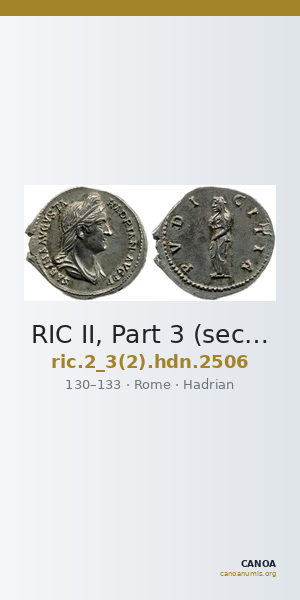 RIC II, Part 3 (second edition) Hadrian 2506 — CANOA