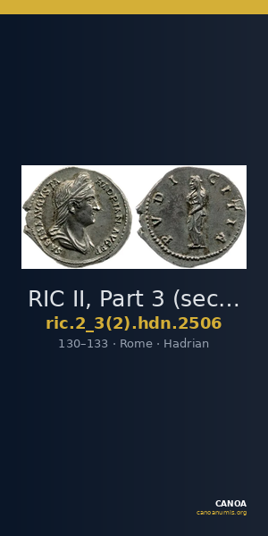 RIC II, Part 3 (second edition) Hadrian 2506 — CANOA