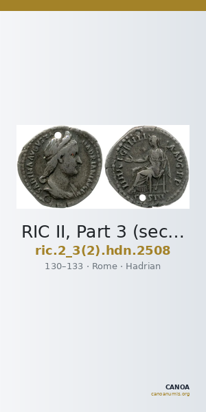 RIC II, Part 3 (second edition) Hadrian 2508 — CANOA